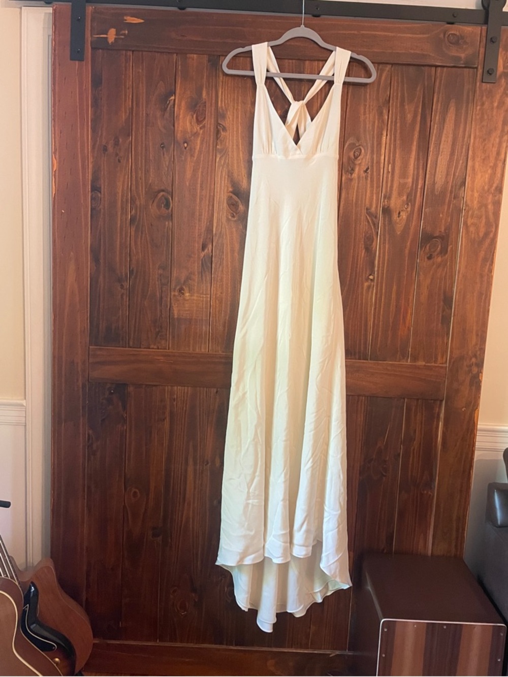 J. Crew Ivory V-Neck Silk Wedding Dress with Twist Back